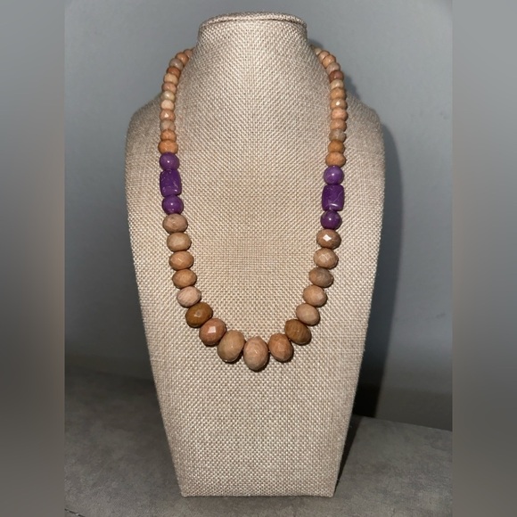Peach Stone and Phosphosiderite Bead Necklace by Jay King - Picture 2 of 11
